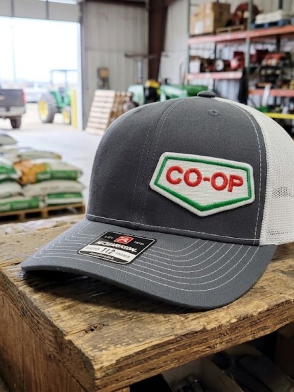 Vintage-Inspired Co-op Farm Hat Shield Patch Sewn Richardson 112 Grey White OS